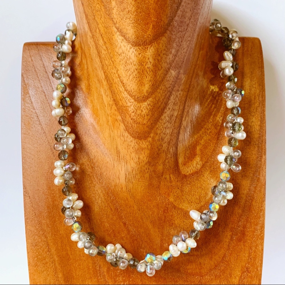 Natural Pearl Crystal Wire Necklace